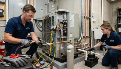 Plumber fixing residential pipe system in San Diego, CA for Five Star Cooling plumbing services